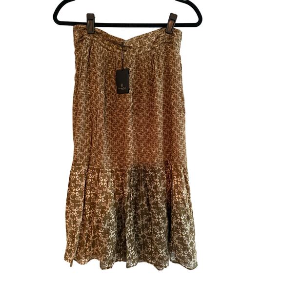 NWT Massimo Dutti Wool Blend Floral Print Pleated Midi Skirt Size S - Picture 2 of 6